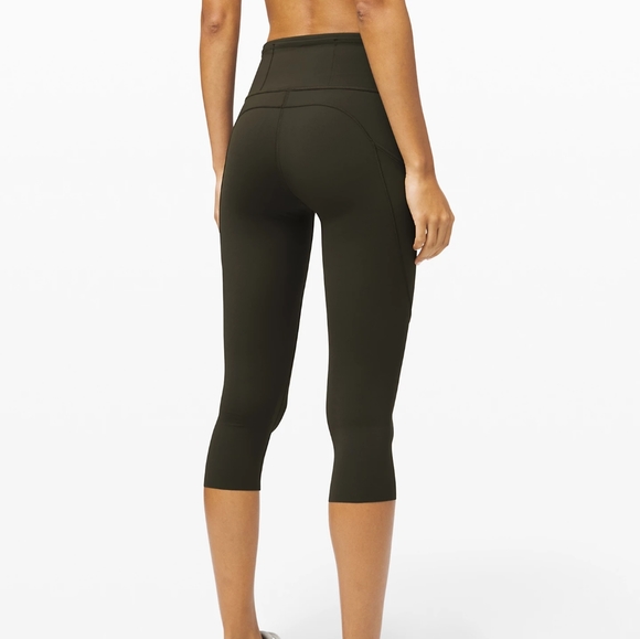 Lululemon Fast and Free Crop 19" Dark Olive - Picture 2 of 7